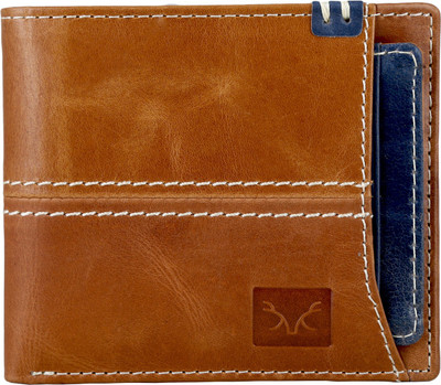 

Bizarre Kraftz Men Tan Genuine Leather Wallet(8 Card Slots), Tan-blue