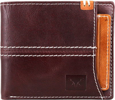 

Huntsman Men Maroon Genuine Leather Wallet(8 Card Slots), Maroon-tan