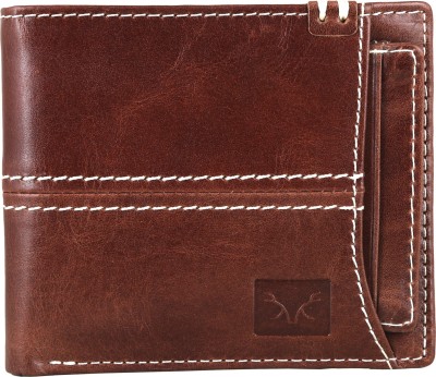 Accezory Men Brown Genuine Leather Wallet(8 Card Slots)