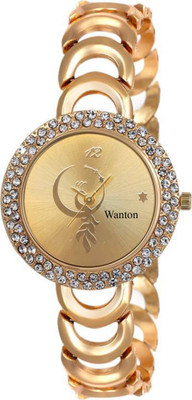 

Wanton k-25 gold metal strap diamond studded beautiful peacock women Watch - For Girls