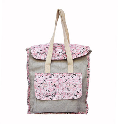 

WOCA DESIGNS Texture print canvas backpack cum handbag for womens/girls 5 L Backpack(Grey, Pink)