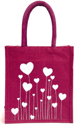 

IMPRESSIONS FOREVER Heart Print on Pink Waterproof Lunch Bag(Pink, 4 L)