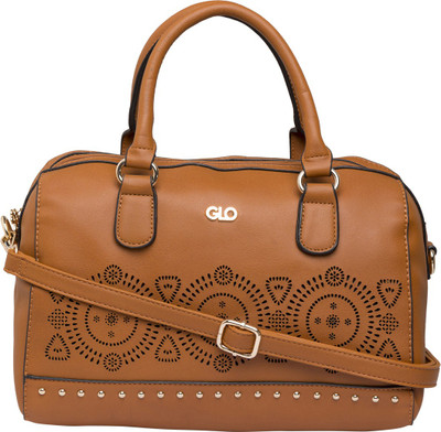 

Globus Cutwork Detail Bowling Bag Shoulder Bag(Brown, 12 inch)
