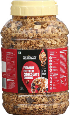

cocosutra Peanut Butter Chocolate Chunk Granola - Breakfast Cereal with Oats, Nuts, Seeds and Dry Fruits (1kg)(1000 g, Box)