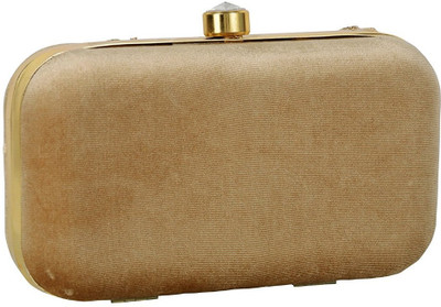

Tooba Handicraft Casual Gold Clutch