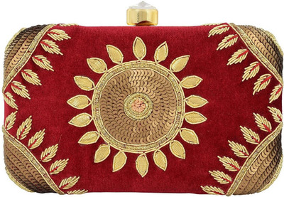 Tooba Handicraft Casual Red Clutch