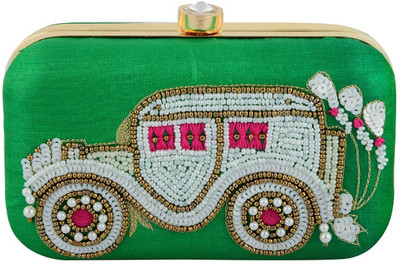 

Tooba Handicraft Casual Green Clutch
