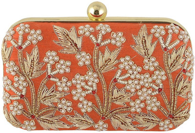 

Tooba Handicraft Casual Orange Clutch
