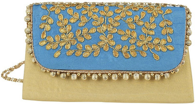 

Tooba Handicraft Casual Blue Clutch