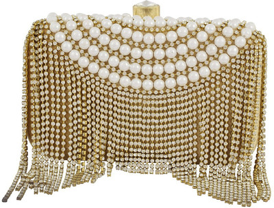 

Tooba Handicraft Casual Gold Clutch