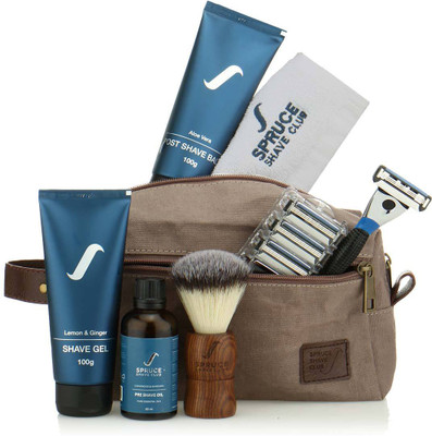 

Spruce Shave Club 3X Imperial Shaving Kit (Razor, Blades, Gel, Balm, Oil, Towel, Travel Kit)(Set of 1)