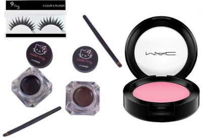 

9 to 5 Eyelashes & Mac Hello Kitty Two Balm Eyeliner with Sheertone Shimmer Pink Blusher(Set of 4)
