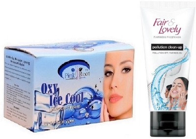 

Pink Root Oxy Ice Bleach 250g and Fair & Lovely Fairness FaceWash Pollution Clean-Up 100gm(Set of 2)