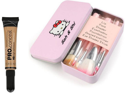 

Sah&Shi Pro Conceal fawn 8g Concealer With Hello kitty Set of 7 Makeup Brushes(Set of 2)