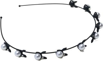 

Aaishwarya Black Pearl Studded Cute Bunny Metal Hair Band(Black)