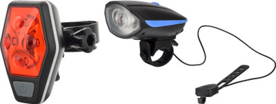 

Dark Horse Bicycle Hornet Front LED 3 Modes Light & Horn and 4 LED 7 Mode Tail Light, Blue LED Front Rear Light Combo(Blue)