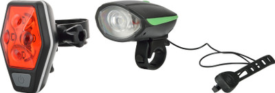 

Dark Horse Bicycle Hornet Front LED 3 Modes Light & Horn and 4 LED 7 Mode Tail Light, Green LED Front Rear Light Combo(Green)