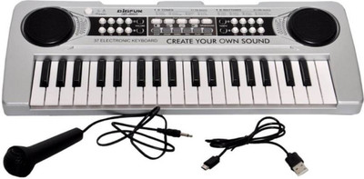 

Variety Gift Centre 37 Keys Piano with DC output, Mobile Charging (USB Included)(Silver)