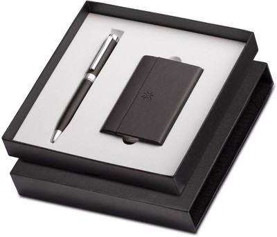 

Pennline Hercules Matte Black Ballpoint Pen With Business Card Holder Gift Combo Ball Pen(Pack of 2)