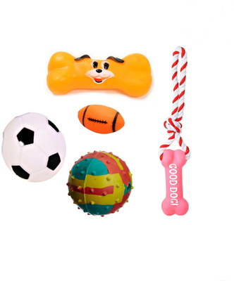 

W9 High Quality Combo of 5 Natural Rubber Cute Squeaky,Bouncy,Rope Toys for Small Puppy/Pets-for Fetch,Cuddling and Sound Interaction Rubber Rubber Toy For Dog