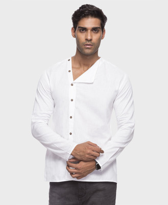 Shatranj by FBB Men Solid Casual White Shirt