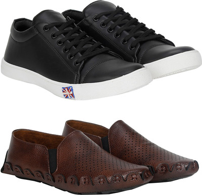 

Knot n Lace Combo Pack of 2 Loafer & Sneaker Sneakers For Men(Black, Brown