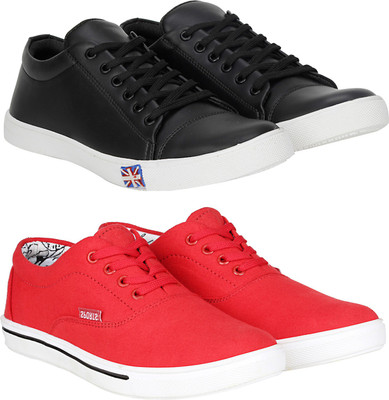 

Knot n Lace Combo Pack of 2 Casual Sneakers Casuals For Men(Multicolor, Black::red