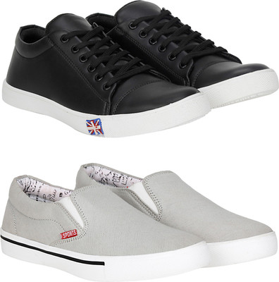 

Knot n Lace Combo Pack of 2 Casual Sneakers Sneakers For Men(Black, Grey