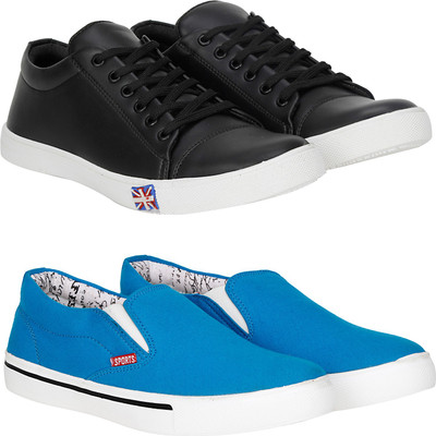

Knot n Lace Combo Pack of 2 Casual Sneakers Sneakers For Men(Black, Blue, Black::sky