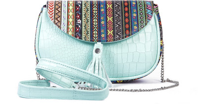 

Rysha Women Casual Green PU Sling Bag
