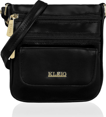 

Kleio Women Casual Black PU Sling Bag