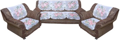 KUBER INDUSTRIES Silk Floral Sofa Cover(Blue Pack of 6)