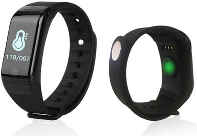 

VibeX ™ GetFit Fitness Tracker Heart Rate Monitor Step Counter Color Screen Activity Smart Wristband Compatible with iOS(Black Strap, Size : Free Size), Dual