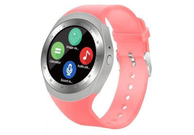 

GUG Y1 Touch Screen Bluetooth Smart Watch with SIM Card Slot Watch Phone Suitable for Android and Ios Smartphones (Silver Dailar) Smartwatch(Pink Strap Free Size)
