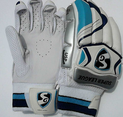 

SG Super League RH Batting Gloves (Men, White, Blue), Blue;white