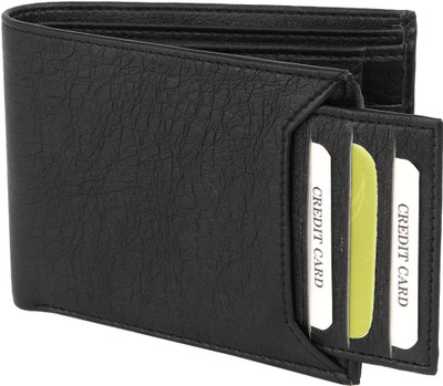 

Wildedge Men Black Artificial Leather Wallet(5 Card Slots), Black with detachable card holder