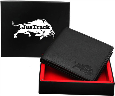 

JusTrack Men Brown Genuine Leather Wallet(7 Card Slots), Black