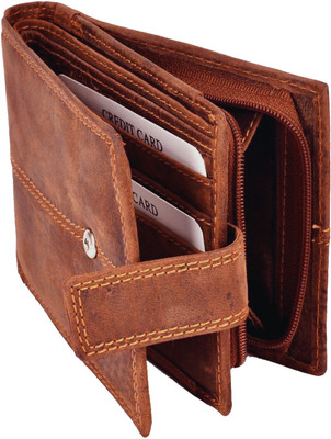 

WalletLee Men Tan Genuine Leather Wallet(3 Card Slots), Hunter tan