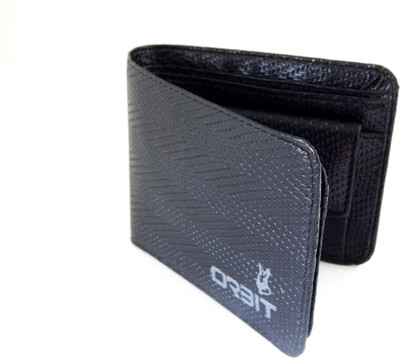 Orbit Men Black Genuine Leather Wallet(7 Card Slots)