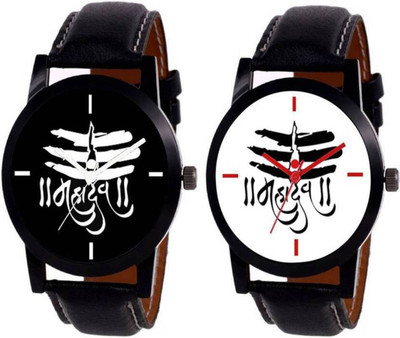 

MAHADEV FASHION mahadev black and white printed watch Watch - For Men