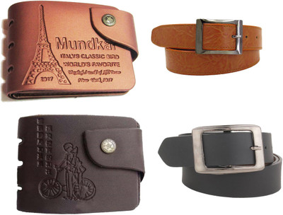

Peacock Mundkar Wallet, Belt Combo(Tan, Black)