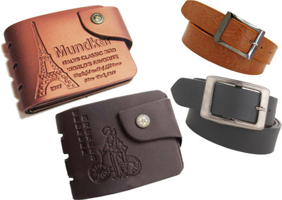 

Peacock Mundkar Wallet, Belt Combo(Tan, Black)