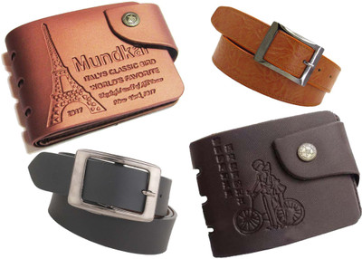 

Peacock Mundkar Wallet, Belt Combo(Tan, Black)