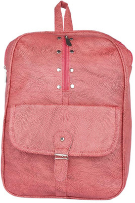 

Aliado Faux Leather Pijnk Coloured Zipper Closure Backpack P30V709 Backpack(Pink, 10 L)