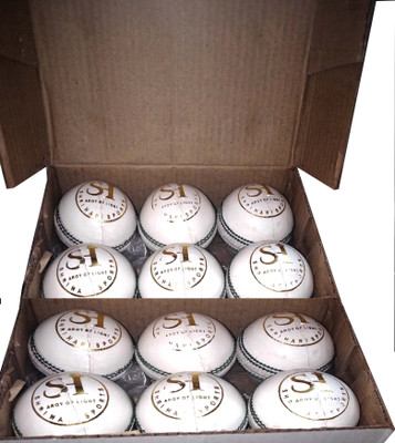 

sh sports Test Cricket Leather Ball(Pack of 12, White)
