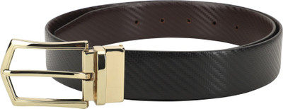

LOUIS STITCH Men Formal Black Genuine Leather Reversible Belt, Reversible black and brown