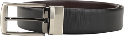 

LOUIS STITCH Men Formal Black Genuine Leather Reversible Belt, Reversible black and brown