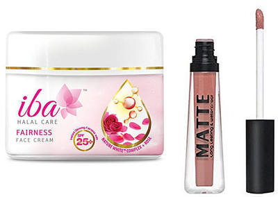

iba halal iba spf 25 fairness face cream and miss rose matte gloss(Set of 2)