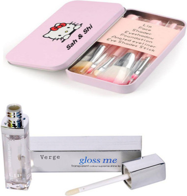 

Sah&Shi Gloss-Me Transparent colour supreme shine lip gloss (15 ml) with Set of 7 Make-up Brushes(Set of 2)