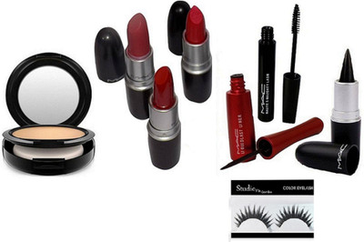 

studio fix combo Eyelashes& Studio Fix Compact&Matte Finish Lipstick 3 Different Shade & Stick Kajal & Liquid Last liner, Haute & Naughty Mascara(Set of 8)